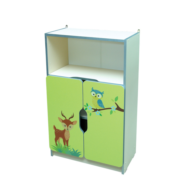 Напівзакрита дитяча стінка "Звірята" елемент №3 з фотодруком, на 3 відділення, матеріал корпусу - ЛДСП, для зберігання дитячих речей, АЛМАНТ, 600х300х950 мм.